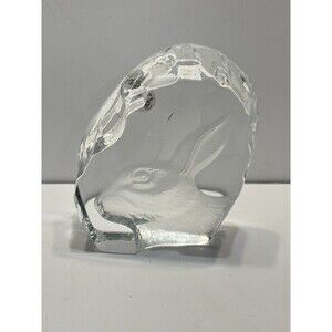 Cristal d'Arques Sculptured Crystal Bunny Rabbit Paperweight Glass France 24%